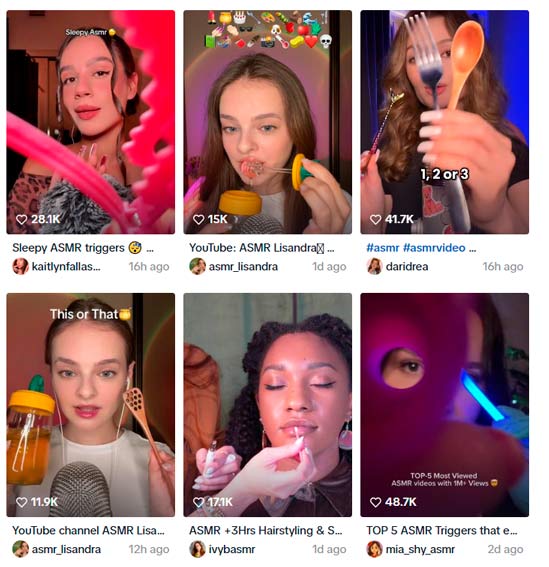 vidéos ASMR sur YouTube ou TikTok